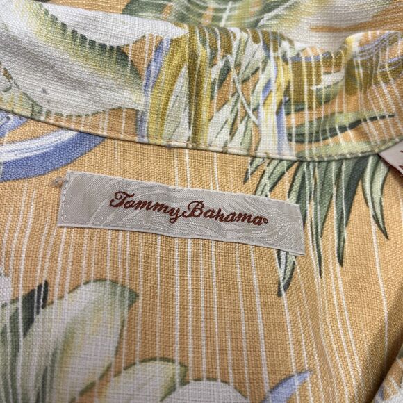 Tommy Bahama Casual Button Down Shirt Men's Yellow Silk Hawaiian Floral Size XL - Picture 4 of 7